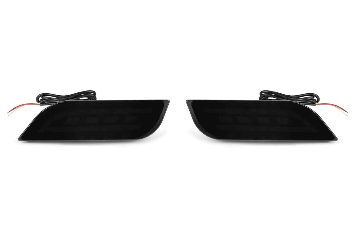 Rexpeed Rear Bumper Reflector Lights for VB 2022+ Subaru WRX (G154) Black dark smoked lens with LED lights