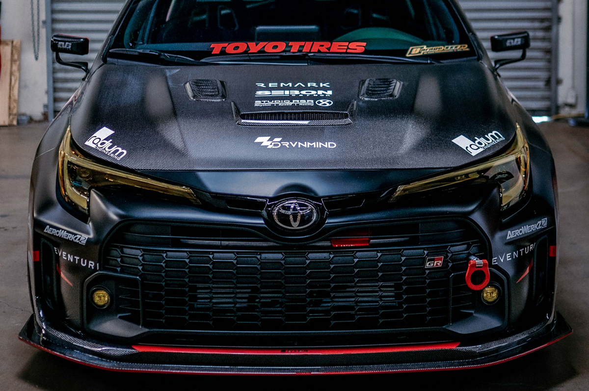 Seibon VS-Style Dry Carbon Hood for 2023+ GR Corolla (HD23TYGRCOR-VS) installed