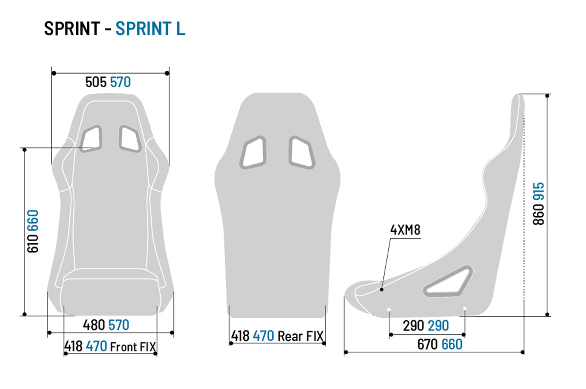 Sparco Seat Competition Series Sprint L Dimensions
