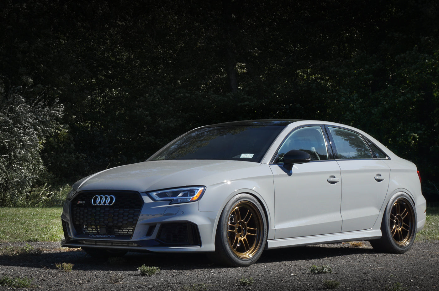 RS3 Drag Brake Kit with Scalloped Rotor Installed with RPF1's and Hoosier Drag Radials