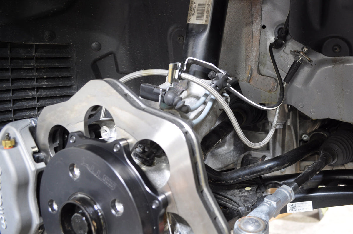 RS3 Drag Brake Kit with Scalloped Rotor Installed