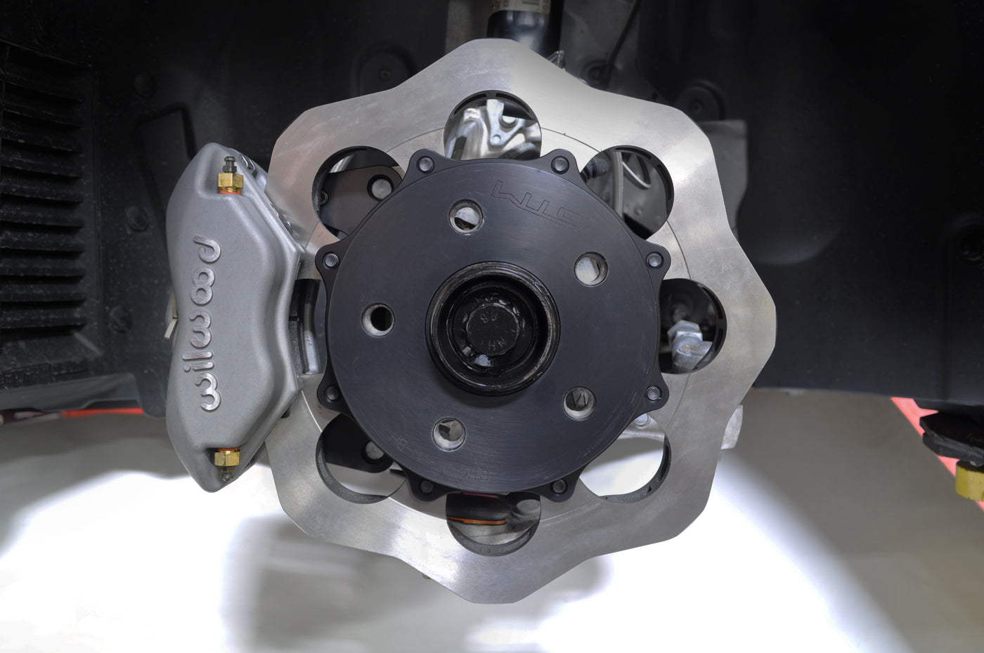 RS3 Drag Brake Kit with Scalloped Rotor Installed