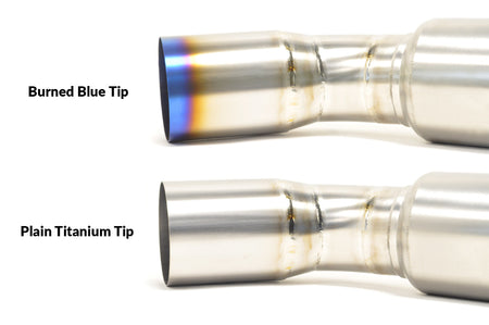 RS3 Titanium Exhaust with Burned Blue vs Bare Titanium Tip