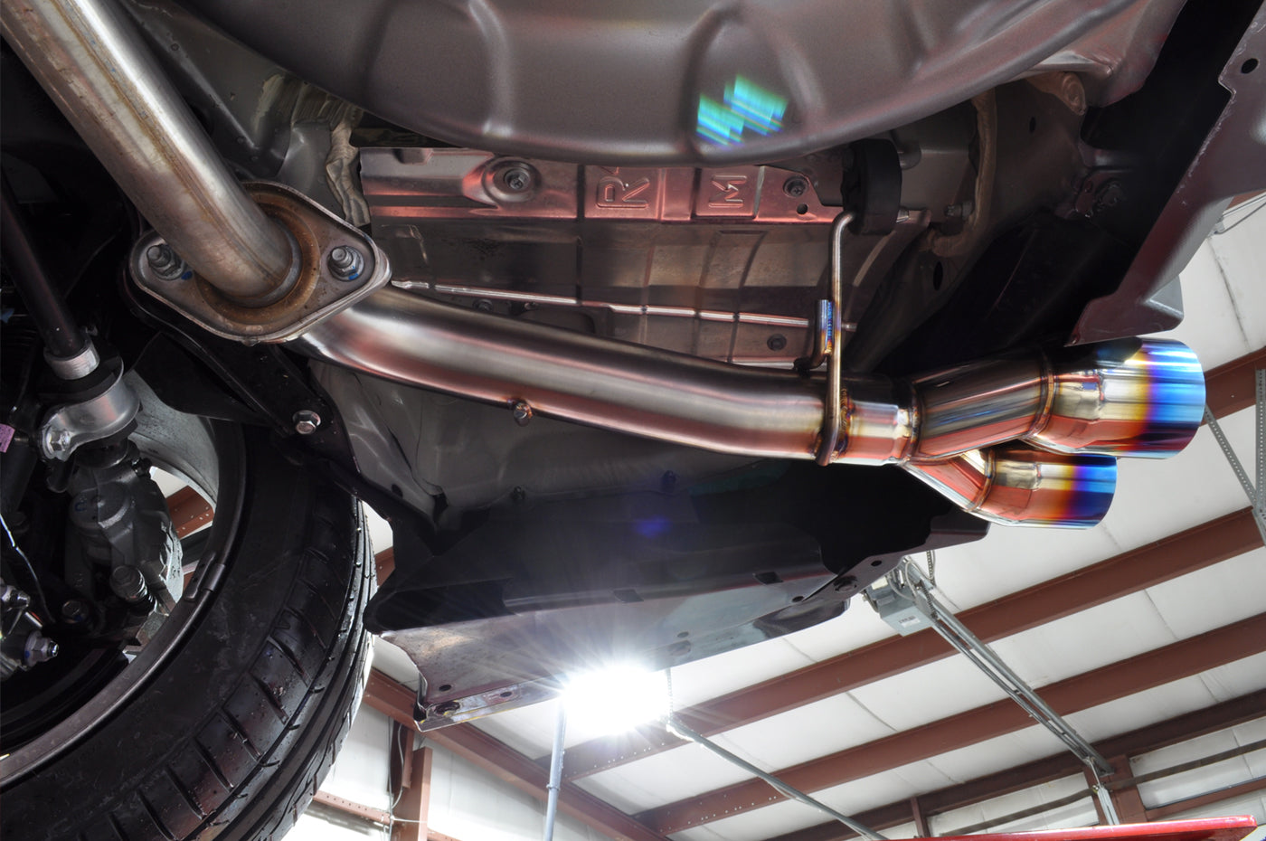 Subaru WRX STi Axle Back Exhaust Blue Tips Installed