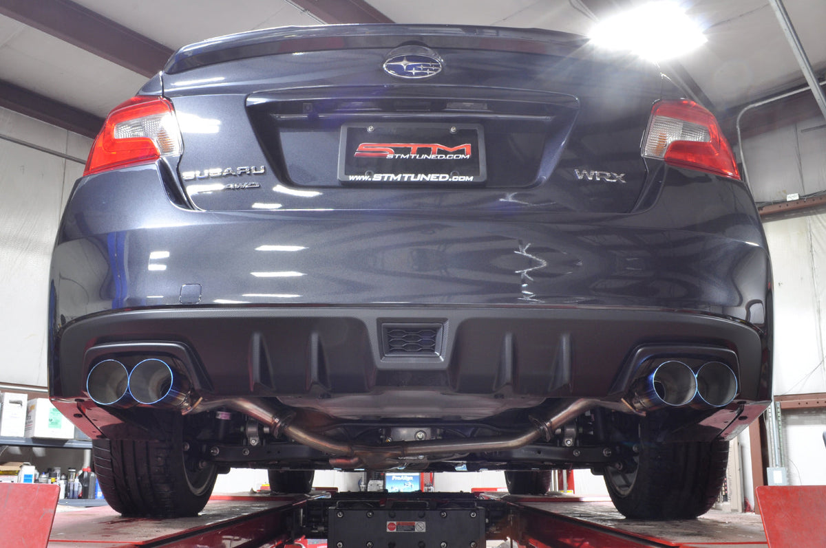 Subaru WRX STi Axle Back Exhaust Blue Tips Installed