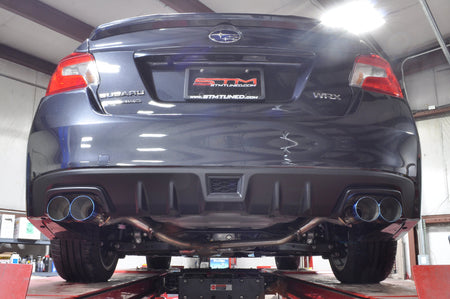 Subaru WRX STi Axle Back Exhaust Blue Tips Installed