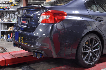 Subaru WRX STi Axle Back Exhaust Blue Tips Installed