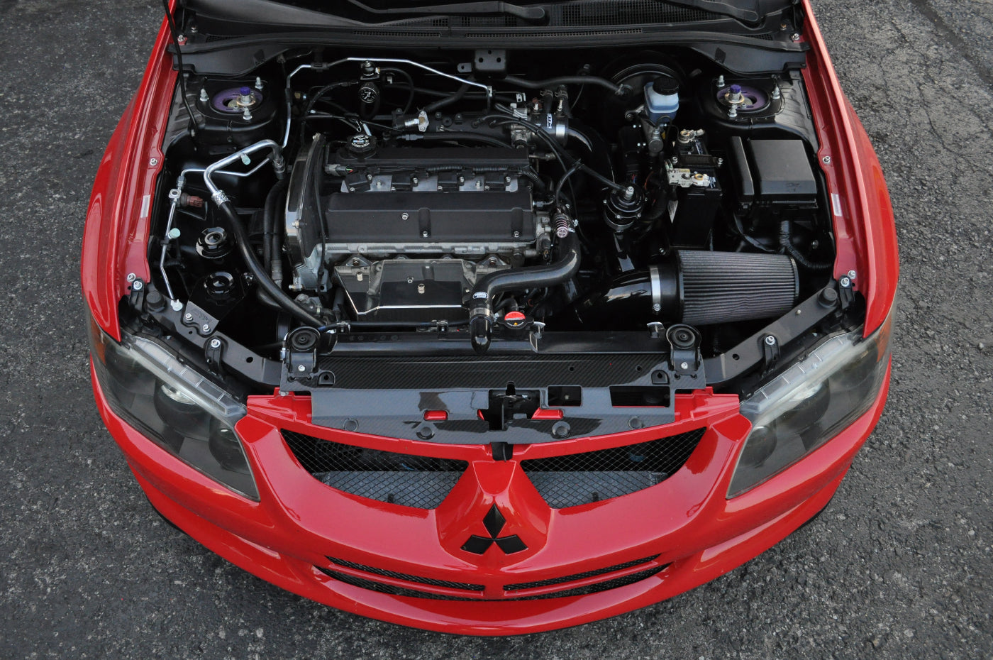 STM Evo 7/8/9 Aluminum 2.5 inch Upper Intercooler Pipe Kit Installed