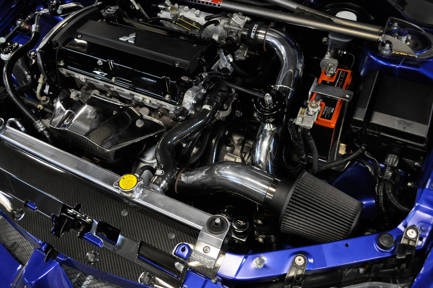 STM Evo 7/8/9 Aluminum 2.5 inch Upper Intercooler Pipe Kit Installed
