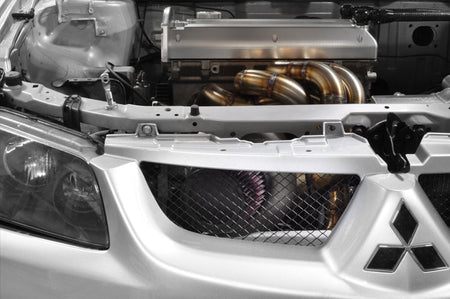 Evo forward facing turbo kit installed with air filter