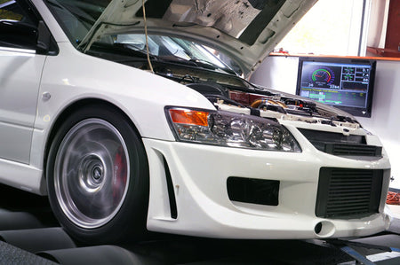 Evo 7 8 9 Exhaust Manifold Installed on Dyno