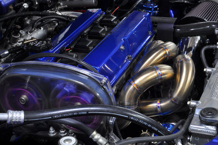 Evo 7 8 9 Stock Replacement Exhaust Manifold installed spinning cam gears