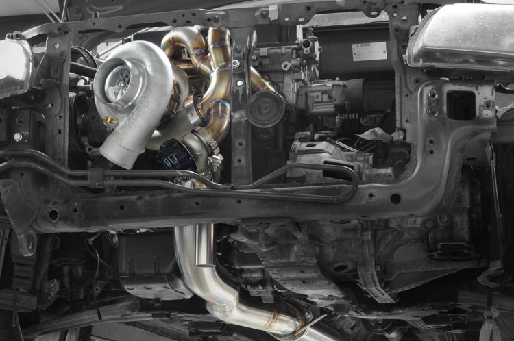 Evo 7 8 9 Titanium Exhaust for STM 6870 Turbo Kit Installed