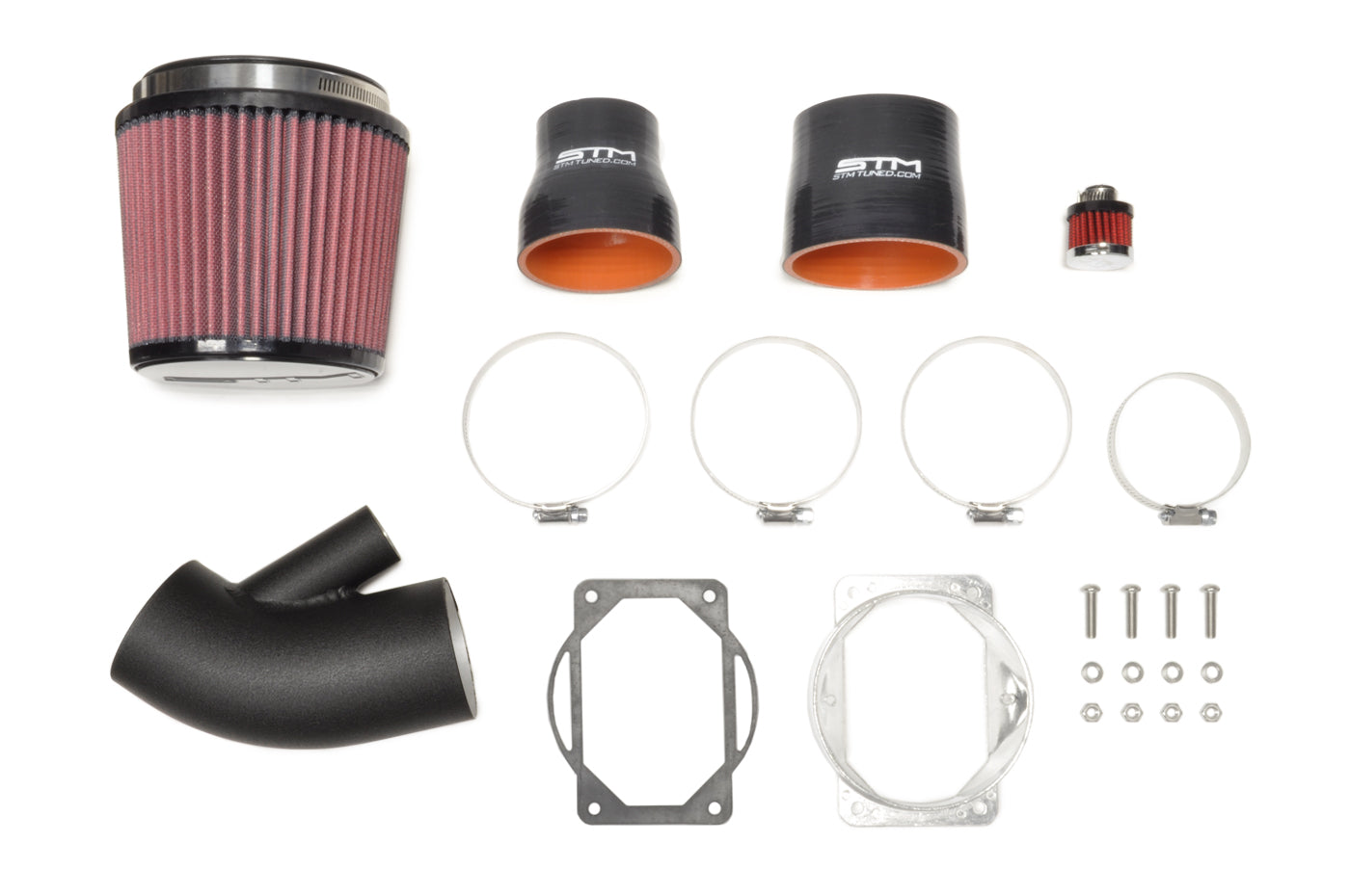 Wrinkle Black Powdercoat STM Intake Kit for Stock MAF Evo 8/9
