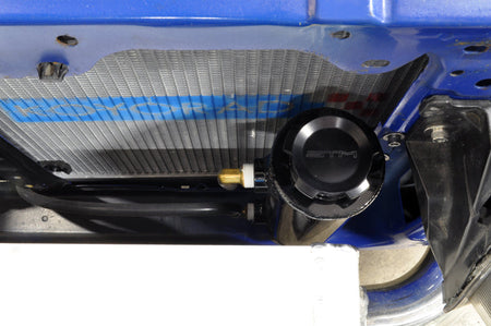 Evo 8 9 Coolant Overflow Gloss Black Installed with Cap