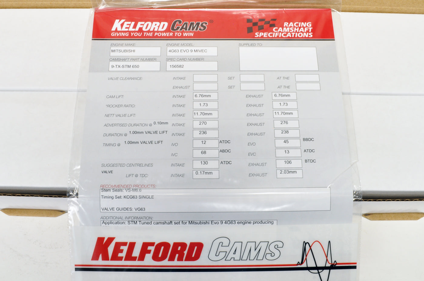 STM 650 Camshaft Specs for Evo 9
