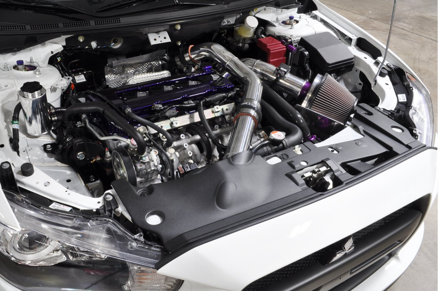 STM Evo X Power Steering Reservoir Installed