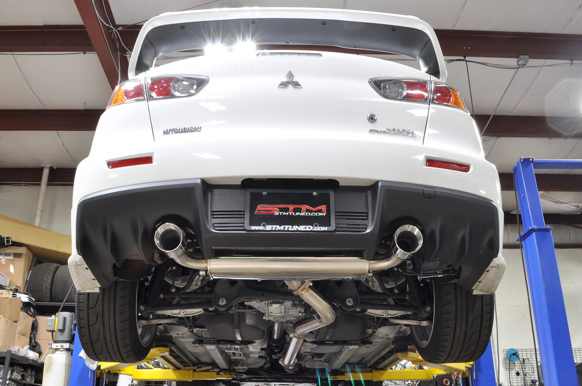 STM Evo X Stainless Cat-Back Dual Exit Exhaust (With Muffler)