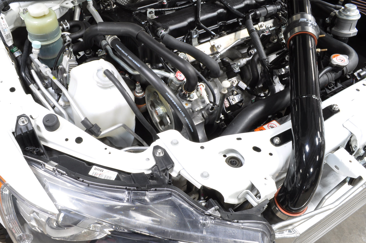 STM Evo X Upper Intercooler Pipe Kit Installed