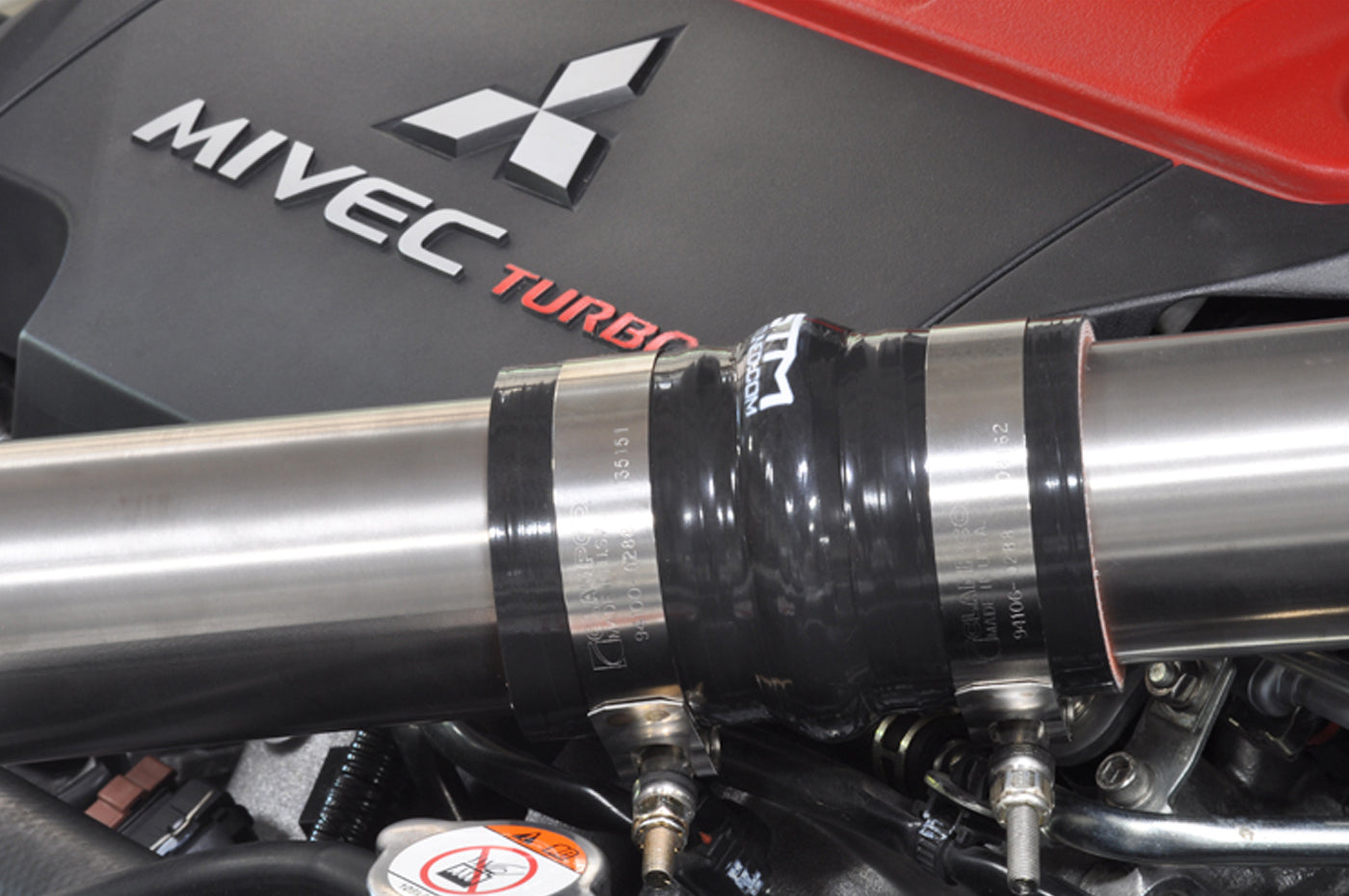 STM Evo X Upper Intercooler Pipe Kit (Bare Titanium Installed)