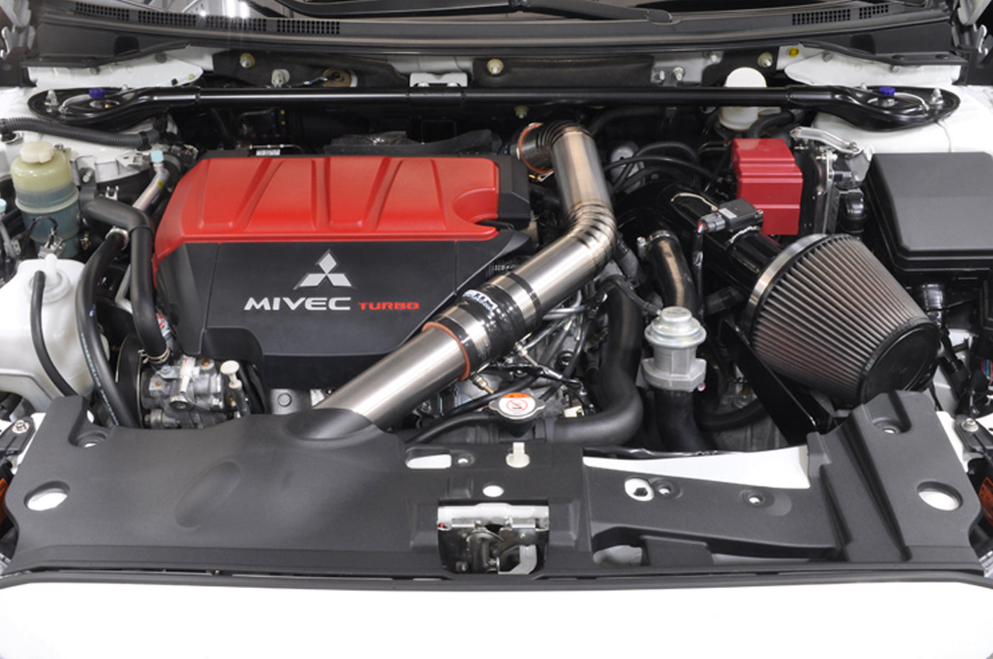 STM Evo X Upper Intercooler Pipe Kit (Bare Titanium Installed)