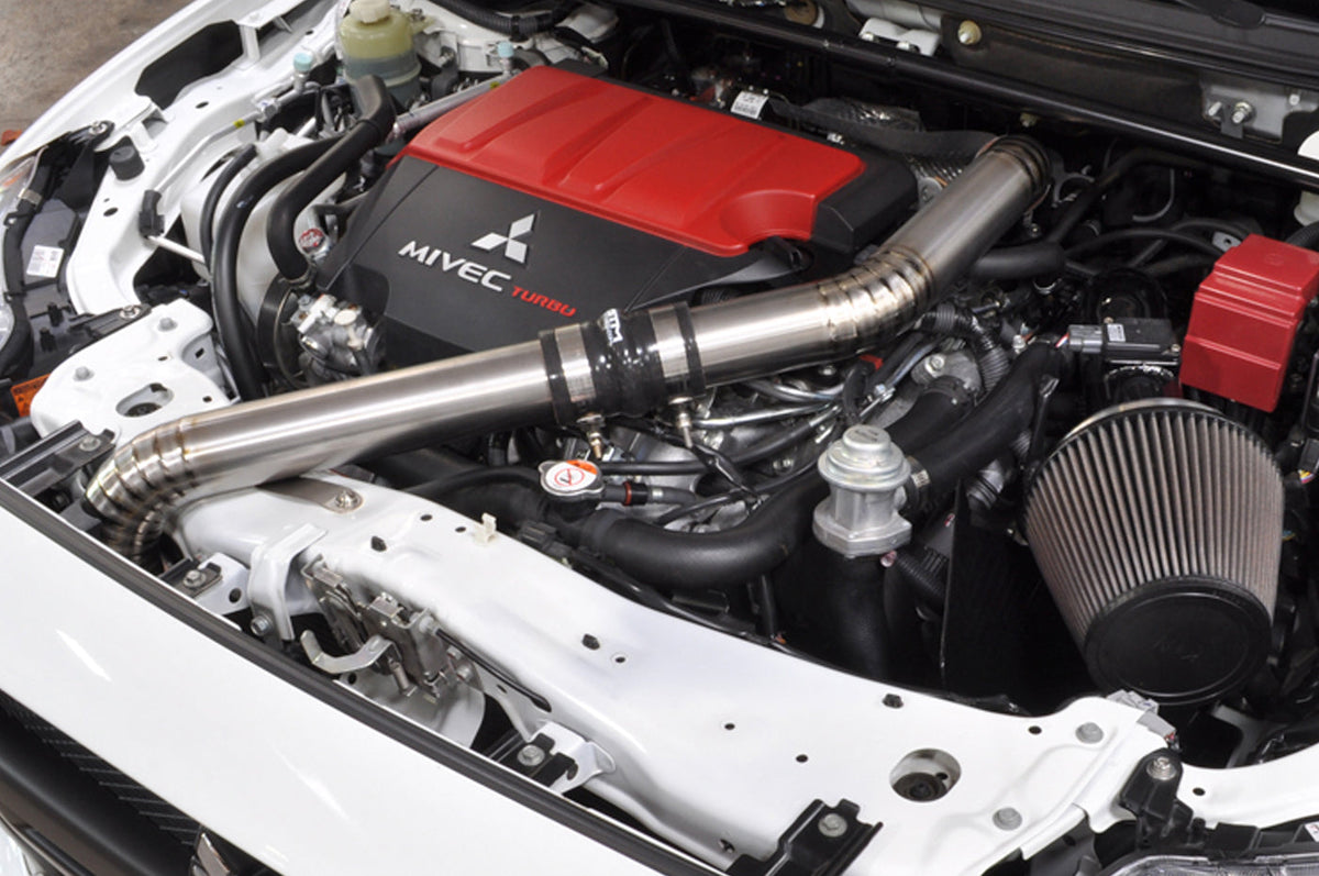 STM Evo X Upper Intercooler Pipe Kit (Bare Titanium Installed)