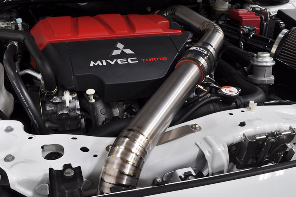 STM Evo X Upper Intercooler Pipe Kit (Bare Titanium Installed)