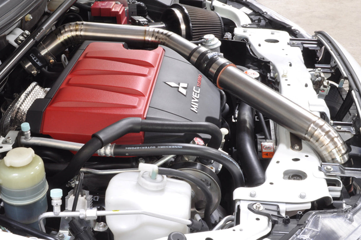 STM Evo X Upper Intercooler Pipe Kit (Bare Titanium Installed)