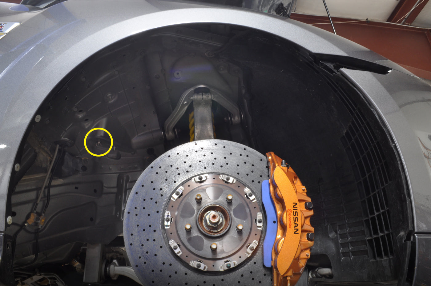 R35 GTR Battery Kit Installed Fender Well