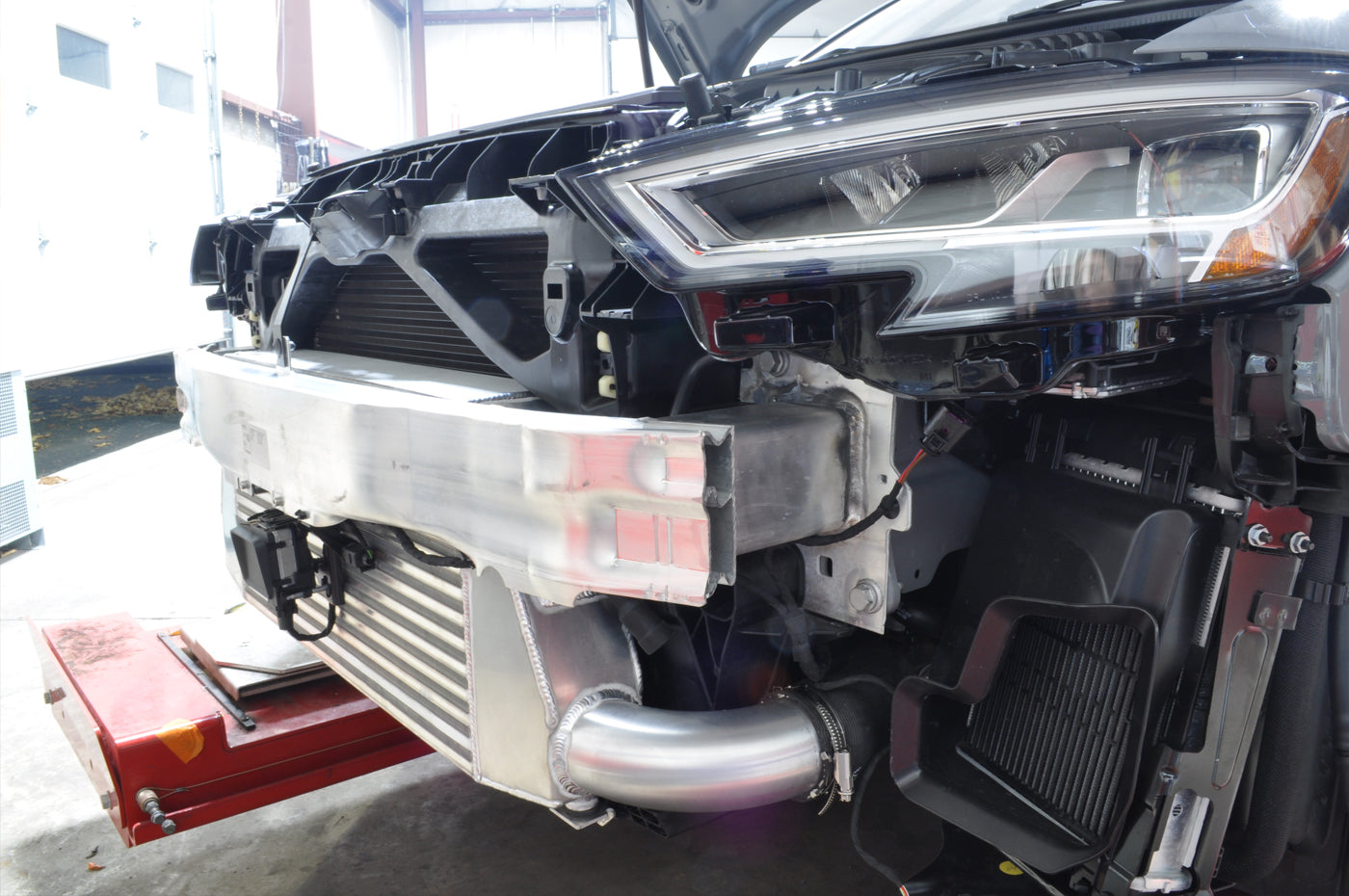 Audi RS3 Intercooler Installed with Crash Bar