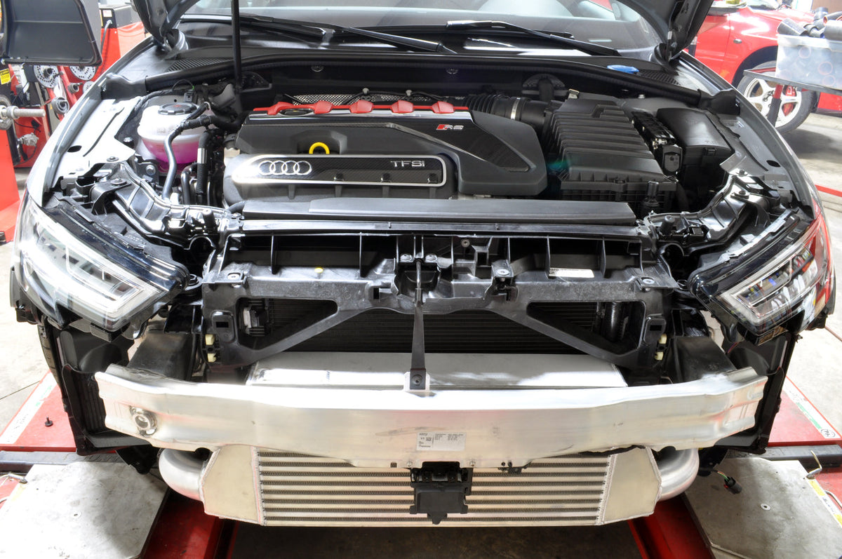 Audi RS3 Intercooler Installed with Crash Bar