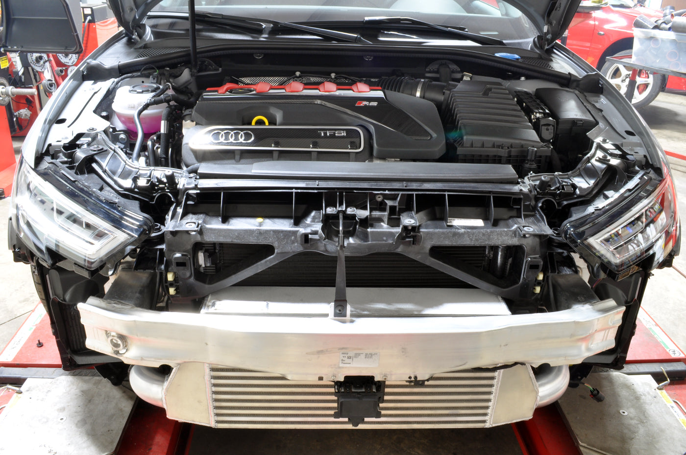 Audi RS3 Intercooler Installed with Crash Bar