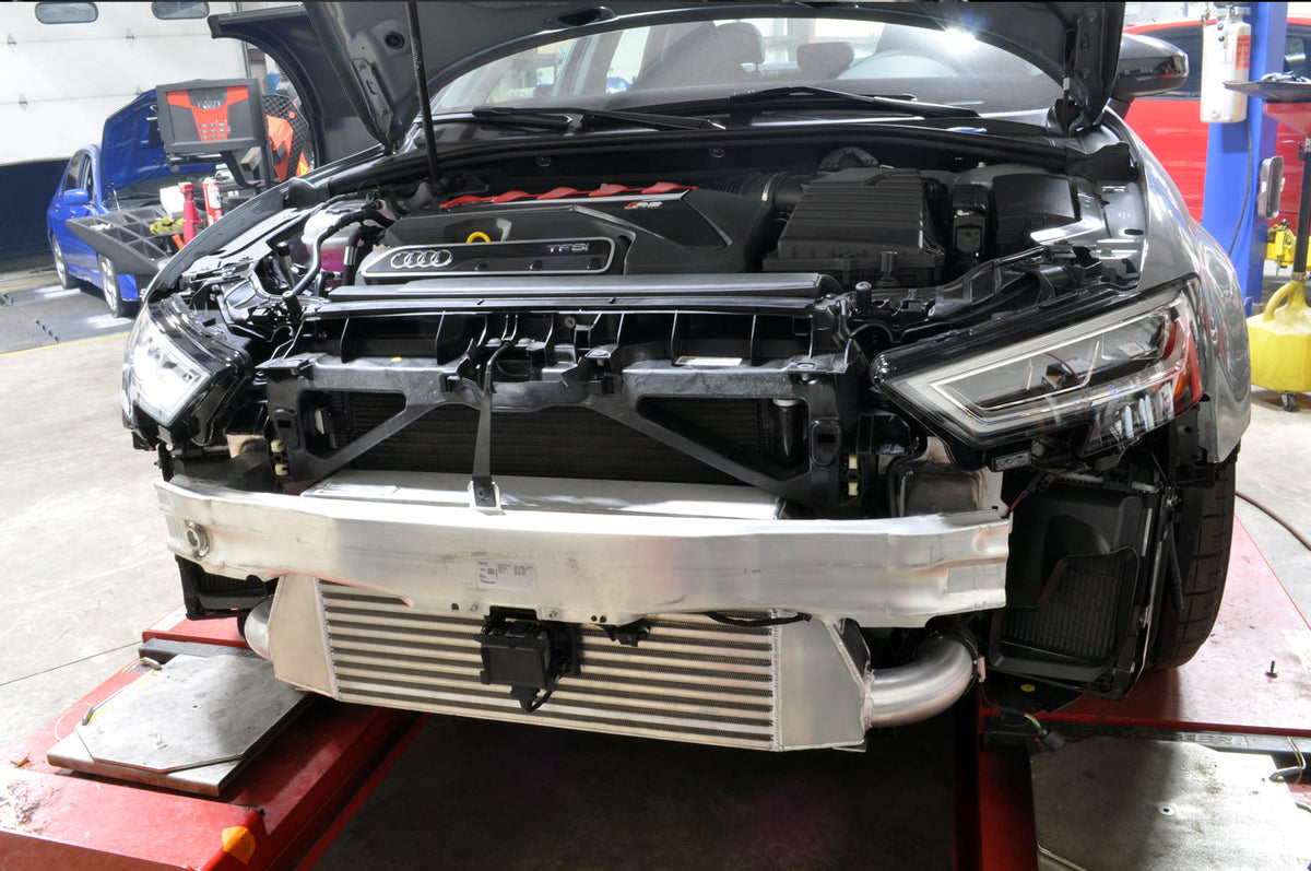 Audi RS3 Intercooler Installed with Crash Bar