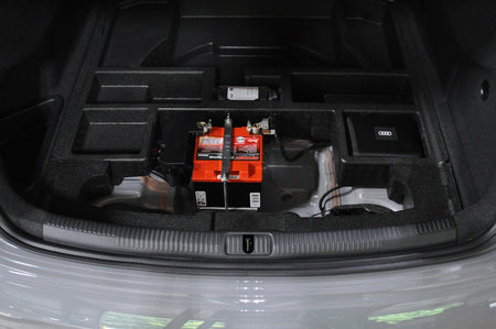 Audi RS3 STM Battery Kit Installed in Trunk
