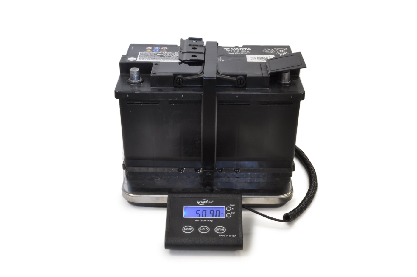 Audi RS3 Stock Battery Weight on a Scale