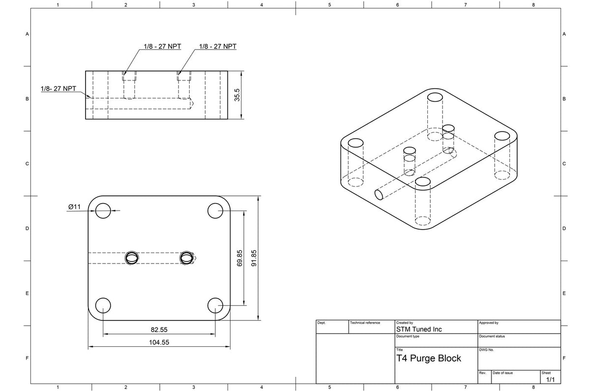 STM T4 Billet Welding Purge Block