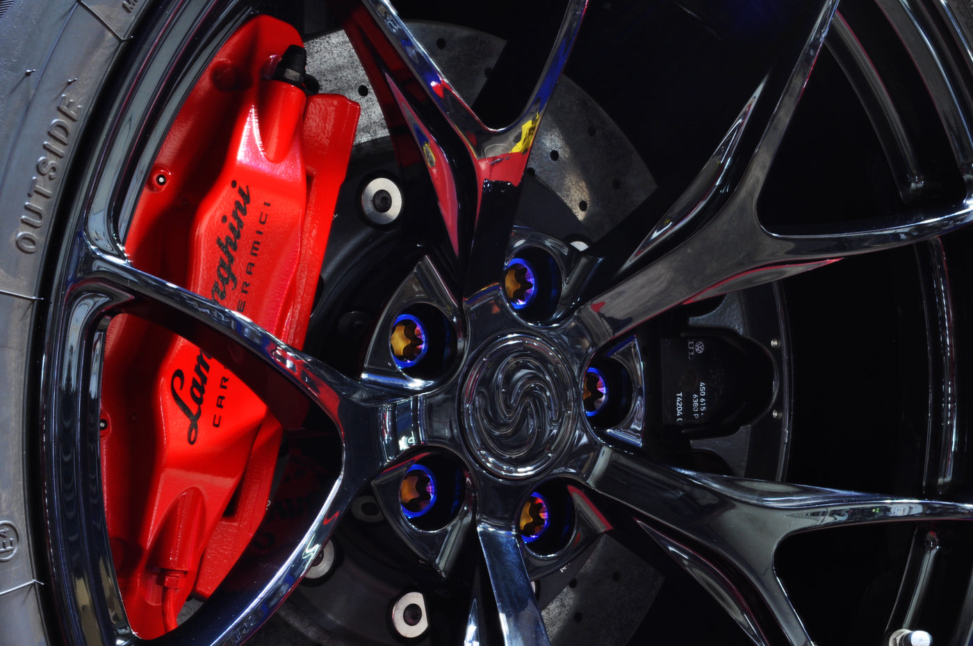 STM Titanium Lug Bolts for Lamborghini Huracan Installed