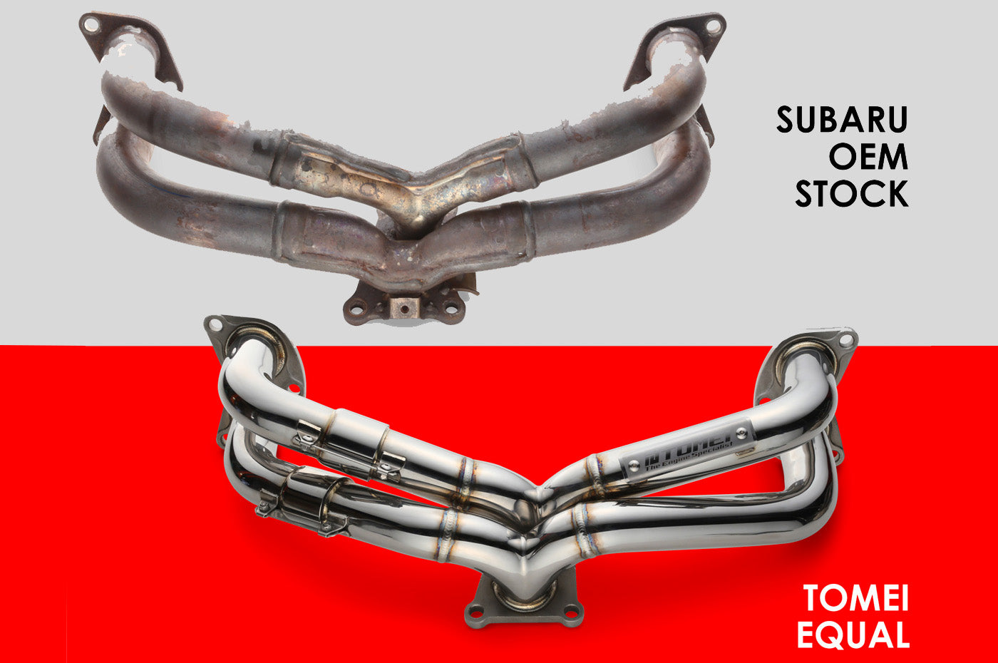 Tomei Expreme Exhaust Manifold Equal Length Headers for FA20 2015-2021 WRX (TB6010-SB04B) vs oem