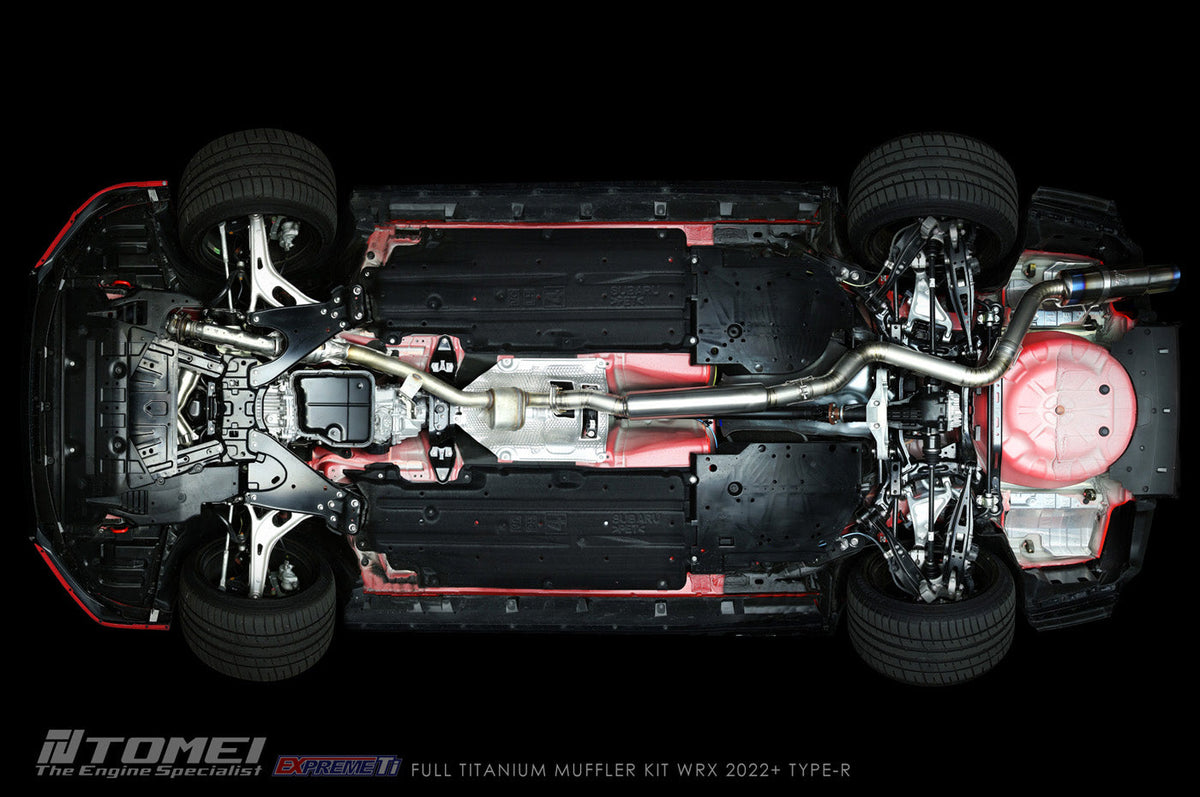 Tomei Expreme Titanium Type-R Full Exhaust for 2022+ WRX VB (TB6090-SB06A) Installed underside view