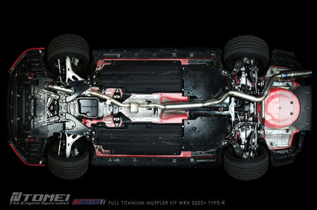 Tomei Expreme Titanium Type-R Full Exhaust for 2022+ WRX VB (TB6090-SB06A) Installed underside view
