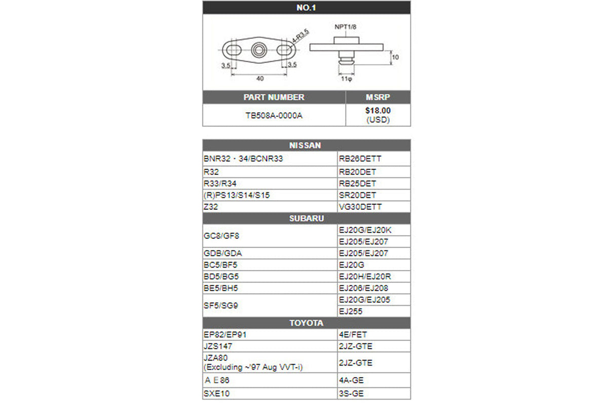 Tomei Fuel Pressure Regulator Adapter RB20/RB26/EJ20/EJ25/2JZ (TB508A-0000A)
