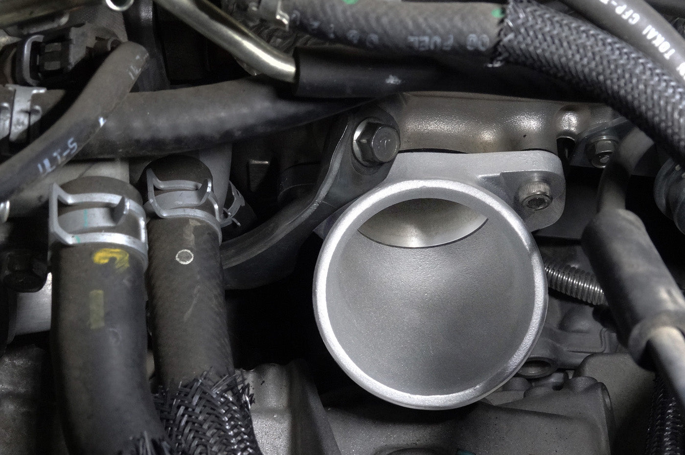Tomei Turbo Suction Hose 60mm/63mm for Evo X (TB301A-MT02) installed