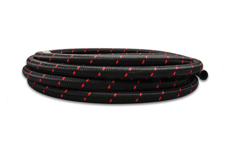 Vibrant Black/Red Nylon Braided Flex Hose