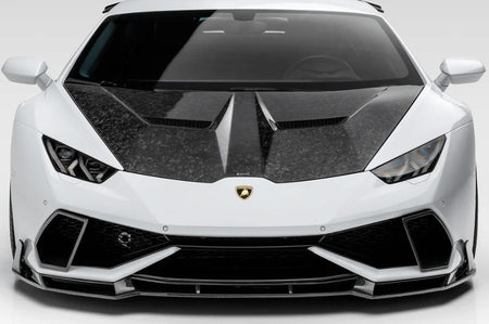 Vorsteiner Lamborghini Huracan Mondiale Edizione Carbon Aero Air Intake Bezels (0840LOV) installed on white Lamborghini Huracan LP610